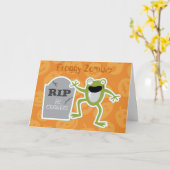 Froggy-Zombie Halloween Karte (Gelbe Blume)