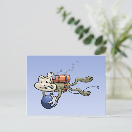 Frogman Postkarte (Stehend Vorderseite)