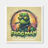 Frogman Square Magnet 2" x 2" (Vorne)