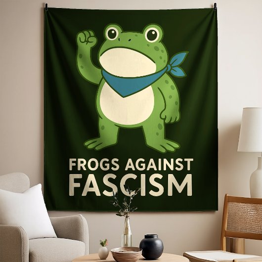 Frogs Against Fascism Portland Frog Protest Wandteppich