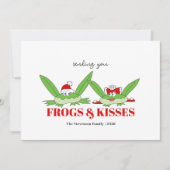 Frogs and Kisses Funny Christmas Feiertagskarte (Vorderseite)