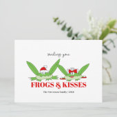 Frogs and Kisses Funny Christmas Feiertagskarte (Stehend Vorderseite)