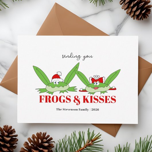 Frogs and Kisses Funny Christmas Feiertagskarte