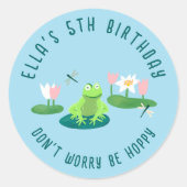 Frogs and Lily Pads Cute Birthday Kids CUSTOM Runder Aufkleber (Vorderseite)