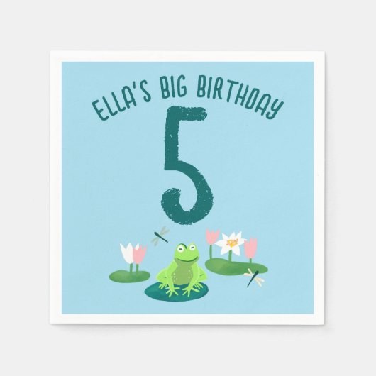 Frogs and Lily Pads Cute Birthday Kids CUSTOM Serviette (Vorderseite)