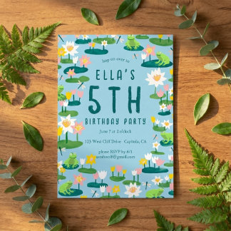 Frogs and Lily Pads Cute CUSTOM BIRTHDAY PARTY Einladung