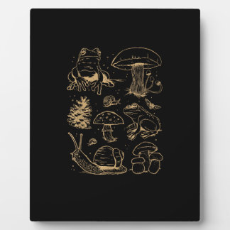 Frogs And Mushrooms Vintage Sketch – Aesthetic Gob Fotoplatte