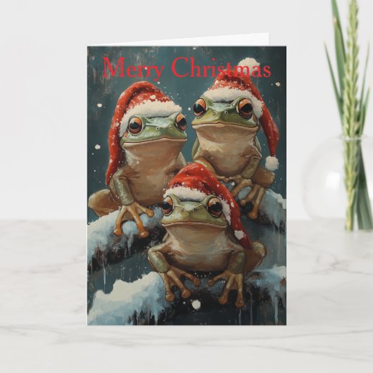 Frogs at Christmas Feiertagskarte (Vorderseite)