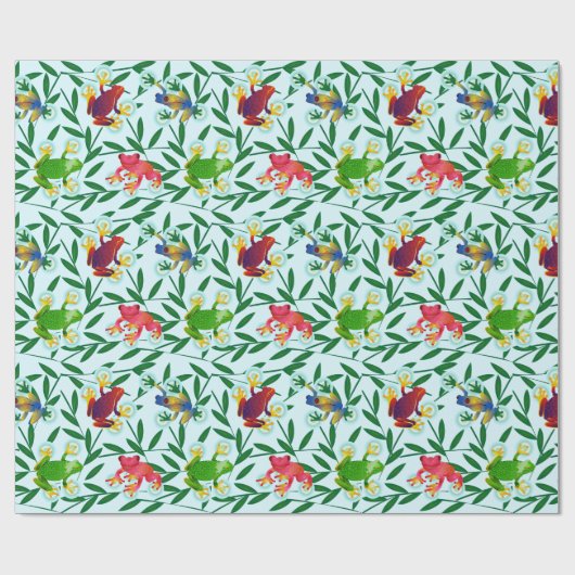 Frogs Bamboo tropischer Regenwald Geschenkpapier (Flach)