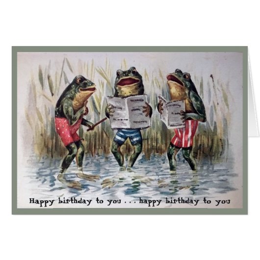 Frogs Birthday Song Happy Birthday Card (Vorderseite (Horizontal))