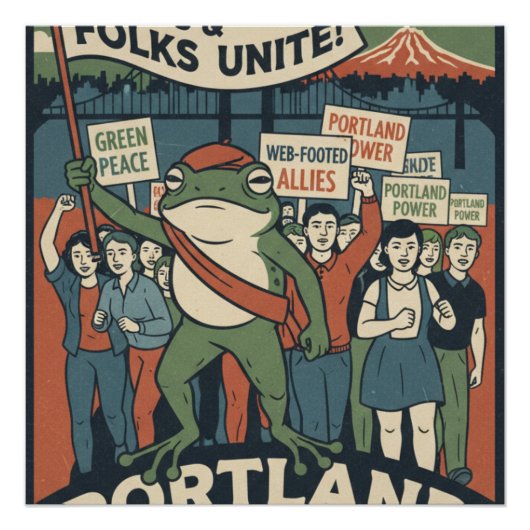 Frogs & Folks Unite – Portland Solidarity Poster (Vorderseite)
