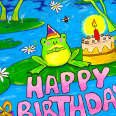 Frogs Happy Birthday Postcard Postkarte