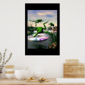 Frogs Jumping auf CD Lily Pads Poster (Küche)