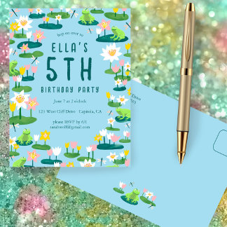 Frogs & Lily Pad CUSTOM BIRTHDAY PARTY Invitation Postkarte