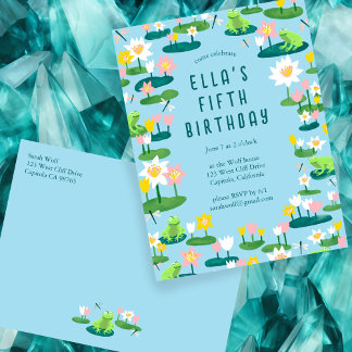 Frogs & Lily Pads CUSTOM BIRTHDAY PARTY Invitation Postkarte
