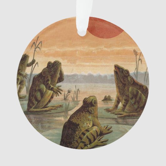 Frogs Lily Pads Moon Illustration Ornament (Vorderseite)