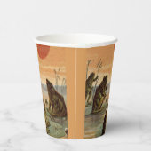 Frogs Lily Pads Moon Illustration Pappbecher (Rechts)