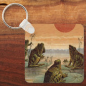 Frogs Lily Pads Moon Illustration Schlüsselanhänger (Vorderseite)