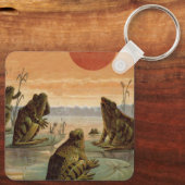 Frogs Lily Pads Moon Illustration Schlüsselanhänger (Rückseite)