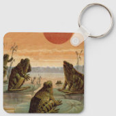 Frogs Lily Pads Moon Illustration Schlüsselanhänger (Rückseite)