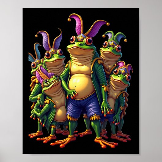Frogs Mardi Gras Funny Costume Poster (Vorne)