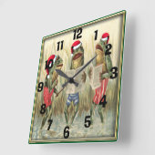 Frogs singen frohe Weihnachten Quadratische Wanduhr (Winkel)