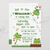 Frogtastic Jumping Frogs Kindergeburtstag Einladung (Vorne/Hinten)