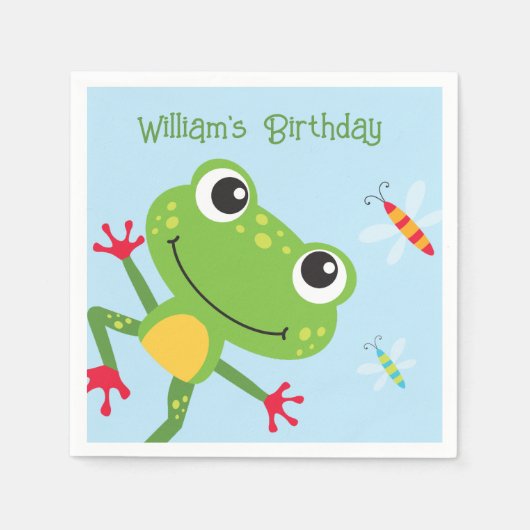 Frogtastic Leaping Frogs Kindergeburtstag Serviette (Vorderseite)