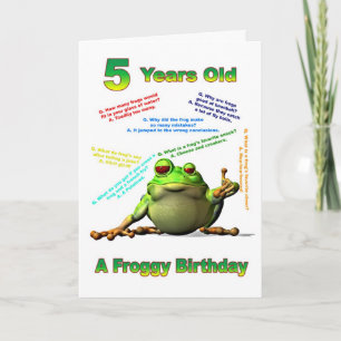 Frogy Freund 5. Geburtstagskarte mit frostigen Wit Karte