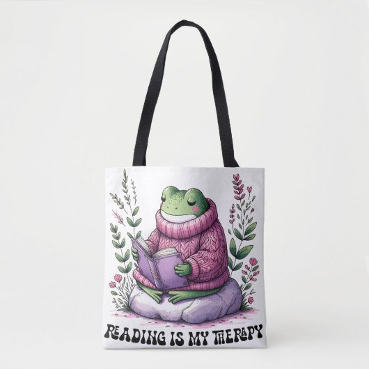 Frogy Reading ist meine Therapie Tasche (Vorderseite)