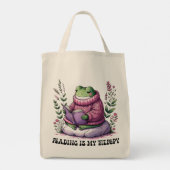 Frogy Reading ist meine Therapie Tragetasche (Rückseite)