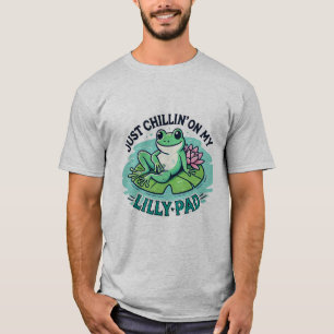 Frogy Vibes: Chill Frog on Lily Pad Design T-Shirt