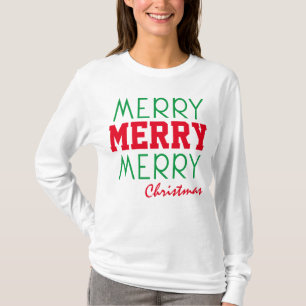 FROH FROH WEIHNACHTEN ROT GRÜN TYPOGRAPHIE T-Shirt