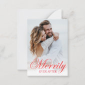 froh immer danach, frisch verheiratet 2 Fotos Urla Mitteilungskarte (Vorderseite)