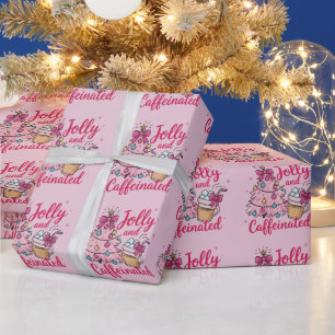 Froh & Koffeinhaltiger Kaffee Weihnachten Retro Tr Geschenkpapier