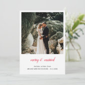 froh und Verheiratet neu verheiratet | Elegantes F Dankeskarte (Stehend Vorderseite)