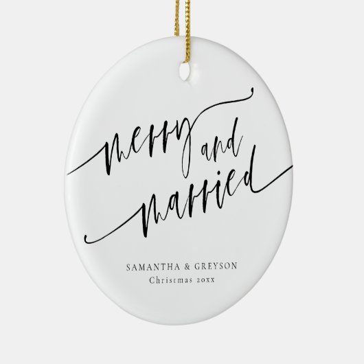 froh und Verheiratet neu verheiratet Keramik Ornament (Rechts)