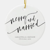 froh und Verheiratet neu verheiratet Keramik Ornament (Vorne)