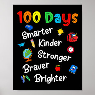 Frohe 100 Tage Schule Lehrer Kinder Jungen Mädchen Poster