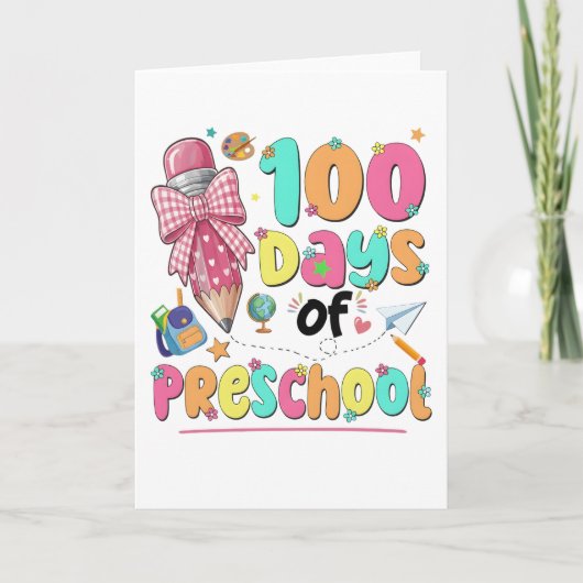 Frohe 100 Tage Schule Rosa Schleife Karte (Vorderseite)