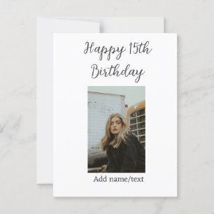 Frohe 15. Geburtstag Name Foto Text modern Postkarte