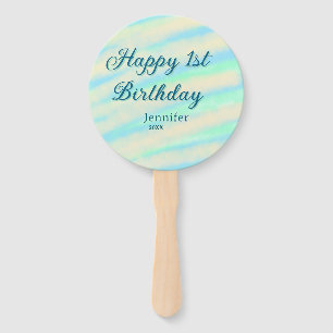 Frohe 1. Geburtstag Kinder baby blau grün Pastell  Fächer