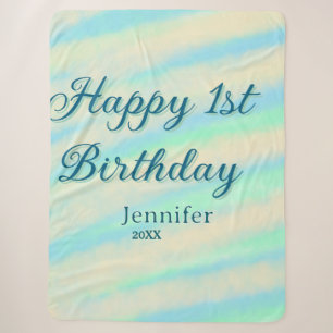 Frohe 1. Geburtstag Kinder baby blau grün pastell Sherpadecke