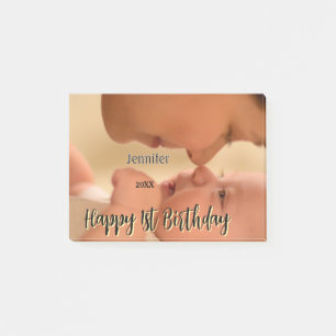 Frohe 1. Geburtstag Kinder Baby Mutter schwarz gel Post-it Klebezettel