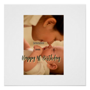 Frohe 1. Geburtstag Kinder Baby Mutter schwarz gel Poster