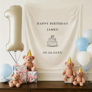 Frohe 1. Geburtstag Personalisierte Kinder Geburts Wandteppich