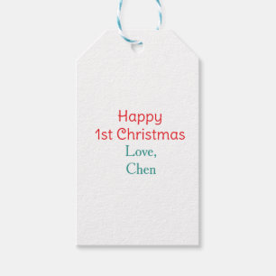 frohe 1. weihnachten rot grün liebe name einfach h geschenkanhänger