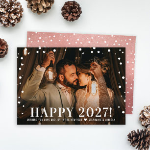Frohe 2027 Rosen Gold Texturiertes Konfetti Foto Feiertagskarte