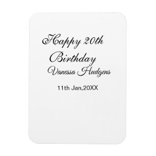 Frohe 20. Geburtstag name datum schlicht minimal Magnet