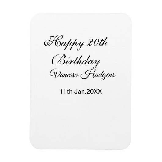 Frohe 20. Geburtstag name datum schlicht minimal Magnet (Vertikal)